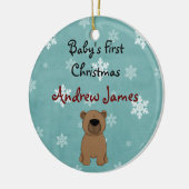 Schattigee gepersonaliseerde baby's eerste kerst B Keramisch Ornament (Links)