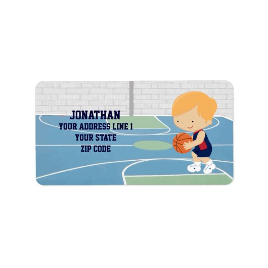Schattigee Gepersonaliseerde Basketbalspeler blond Etiket (Voorkant)