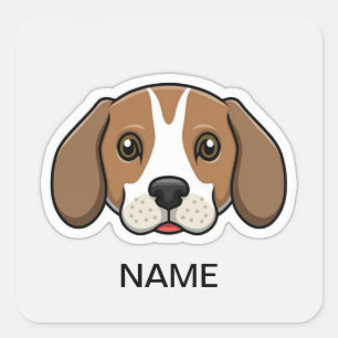 Schattigee gepersonaliseerde beagle dog vierkante sticker