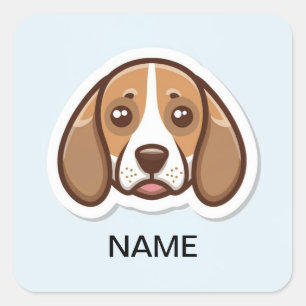 Schattigee gepersonaliseerde beagle dog vierkante sticker