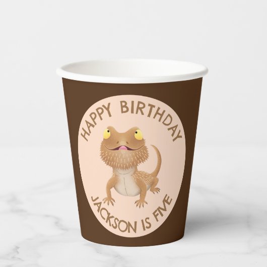 Schattigee gepersonaliseerde bebaarde drakenhagedi papieren bekers (Voorkant)