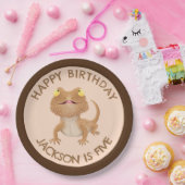 Schattigee gepersonaliseerde bebaarde drakenhagedi papieren bordje (Feest)