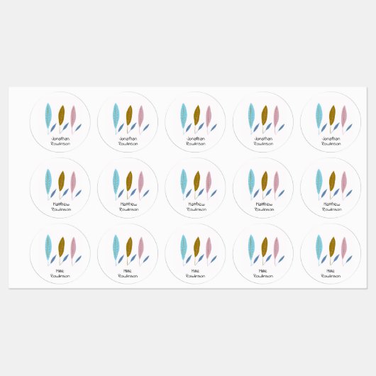 Schattigee gepersonaliseerde bladeren voor jongens labels (Vel)