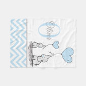 Schattigee gepersonaliseerde blauw grijs olifant C Fleece Deken (Voorkant (Horizontaal))