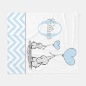 Schattigee gepersonaliseerde blauw grijs olifant C Fleece Deken (Voorkant (Horizontaal))