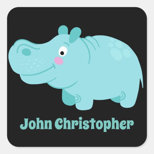 Schattigee gepersonaliseerde blauwe hippo Sticker  (Voorkant)
