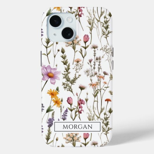 Schattigee gepersonaliseerde bloemen wilde bloem Case-Mate iPhone case (Achterkant)