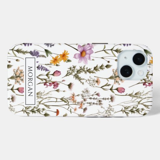 Schattigee gepersonaliseerde bloemen wilde bloem Case-Mate iPhone case (Achterkant (horizontaal))
