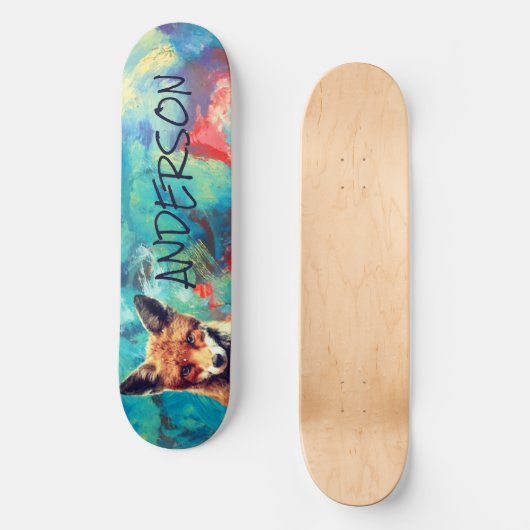 Schattigee gepersonaliseerde BLUE FOX Persoonlijk Skateboard (Voorkant)