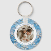 Schattigee gepersonaliseerde Blue Snowflake Christ Sleutelhanger (Voorkant)