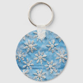 Schattigee gepersonaliseerde Blue Snowflake Christ Sleutelhanger (Achterkant)