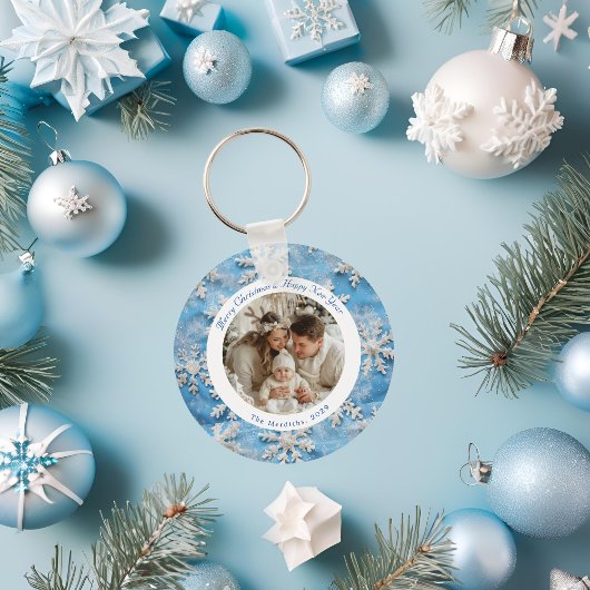 Schattigee gepersonaliseerde Blue Snowflake Christ Sleutelhanger
