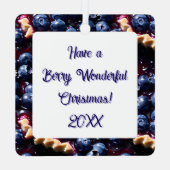 Schattigee gepersonaliseerde Blueberry Pie Christm Metalen Ornament (Achterkant)