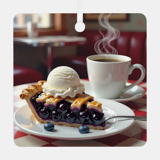 Schattigee gepersonaliseerde Blueberry Pie Christm Metalen Ornament (Voorkant)