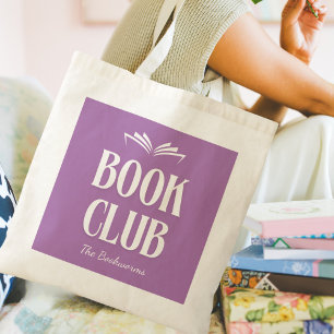 Schattigee gepersonaliseerde boekenclub lezen tote bag
