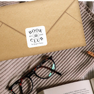 Schattigee gepersonaliseerde boekenclubleden vierkante sticker