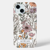 Schattigee gepersonaliseerde Boho Floral Wildflowe Case-Mate iPhone Case (Achterkant)