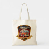 Schattigee gepersonaliseerde brandweerbadge tote bag (Achterkant)