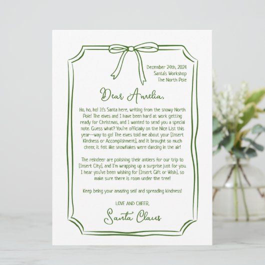 Schattigee gepersonaliseerde brief van Santa Kinde Feestdagenkaart (Staand voorkant)