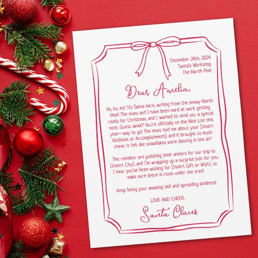 Schattigee gepersonaliseerde brief van Santa Kinde Feestdagenkaart
