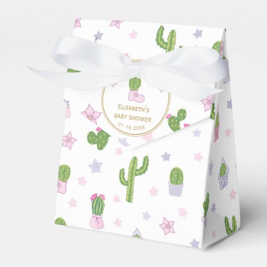 Schattigee gepersonaliseerde cactus Baby shower da Bedankdoosjes (Voorkant Zijde)