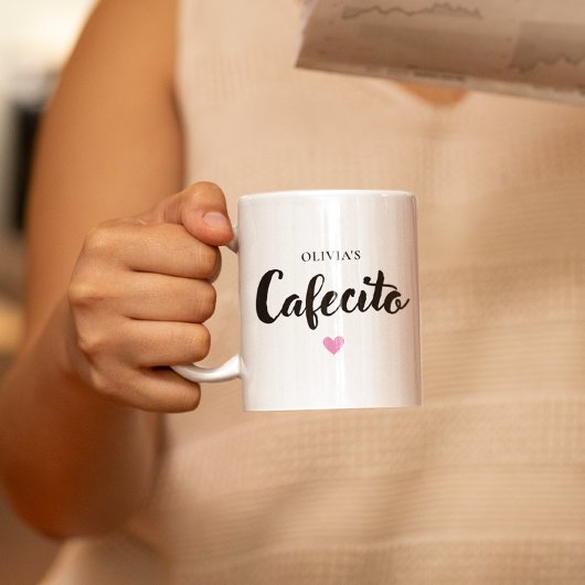 Schattigee gepersonaliseerde Cafecito Script-Mok Tweekleurige Koffiemok