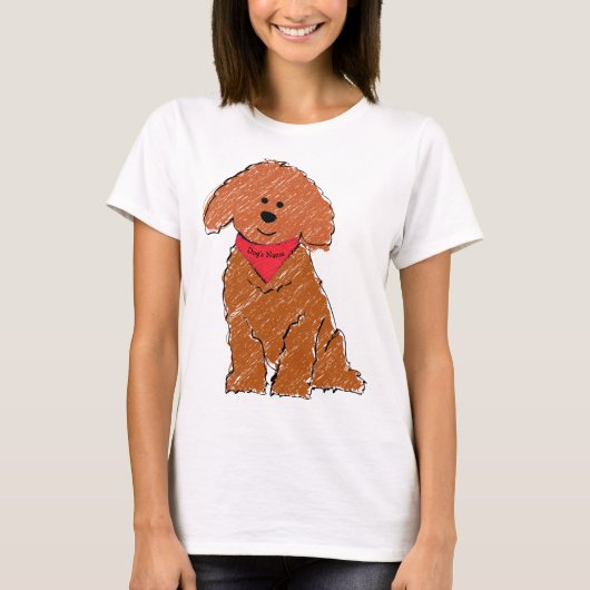 Schattigee Gepersonaliseerde Cartoon Red Doodle Do T-shirt (Voorkant)