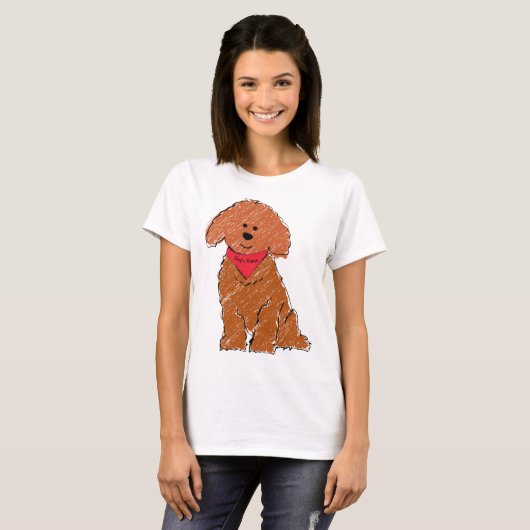 Schattigee Gepersonaliseerde Cartoon Red Doodle Do T-shirt (Voorkant volledig)