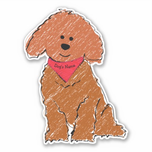 Schattigee Gepersonaliseerde Cartoon Rode Doodle P Sticker (Voorkant)