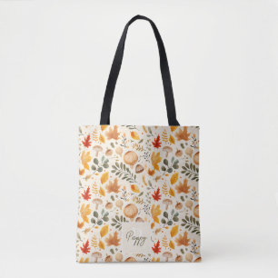 Schattigee gepersonaliseerde champignons en blader tote bag