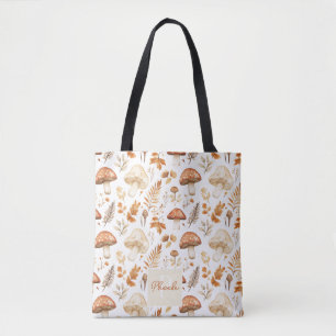 Schattigee gepersonaliseerde champignons en blader tote bag