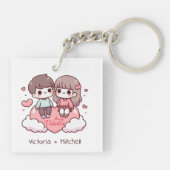 Schattigee gepersonaliseerde Chibi-stijl Be Mine P Sleutelhanger (Achterkant)
