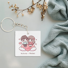Schattigee gepersonaliseerde Chibi-stijl Be Mine P Sleutelhanger