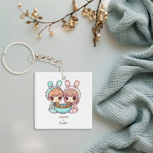 Schattigee gepersonaliseerde Chibi-stijl Ramen Paa Sleutelhanger
