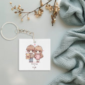 Schattigee gepersonaliseerde Chibi-stijl teddybeer Sleutelhanger