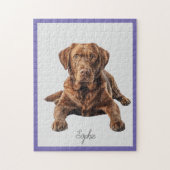Schattigee gepersonaliseerde chocolade labrador re legpuzzel (Verticaal)