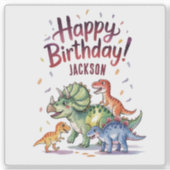 Schattigee gepersonaliseerde dinosaurus Happy Birt Sticker (Voorkant)
