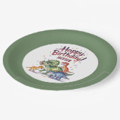 Schattigee gepersonaliseerde Dinosaurus Verjaardag Papieren Bordje (Gekanteld)