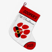 Schattigee gepersonaliseerde Dog's 1st Christmas S Grote Kerstsok (Voorkant (Hangend))