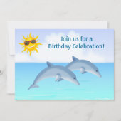 Schattigee gepersonaliseerde dolfijnen strand verj kaart (Voorkant)