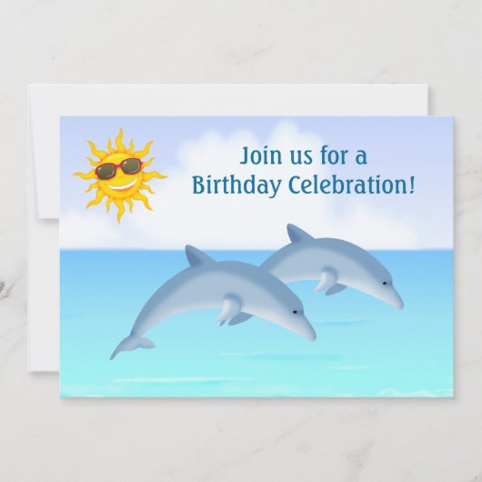 Schattigee gepersonaliseerde dolfijnen strand verj kaart (Voorkant)