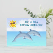 Schattigee gepersonaliseerde dolfijnen strand verj kaart (Staand voorkant)