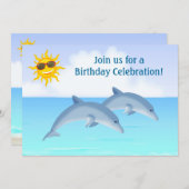 Schattigee gepersonaliseerde dolfijnen strand verj kaart (Voorkant / Achterkant)