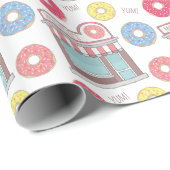 Schattigee gepersonaliseerde donut shop cadeaupapier (Rol Hoek)
