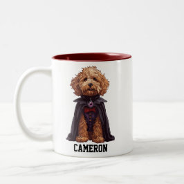 Schattigee gepersonaliseerde Dracula Goldendoodle Tweekleurige Koffiemok