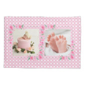 Schattigee Gepersonaliseerde Drie Foto Roze Kussen Kussensloop (Achterkant)