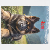 Schattigee gepersonaliseerde Duitse herder fleece Deken (Voorkant (Horizontaal))