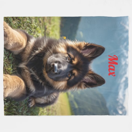 Schattigee gepersonaliseerde Duitse herder fleece Deken (Voorkant (Horizontaal))
