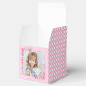 Schattigee gepersonaliseerde één foto roze bedankdoosjes (Geopend)