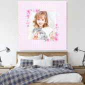 Schattigee gepersonaliseerde één foto roze canvas afdruk (Insitu (Slaapkamer))